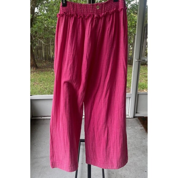 Simply Southern SZ XL  Pink Wide Leg Pants Women’s Pockets Gauzy Cool Comfort - Picture 8 of 9